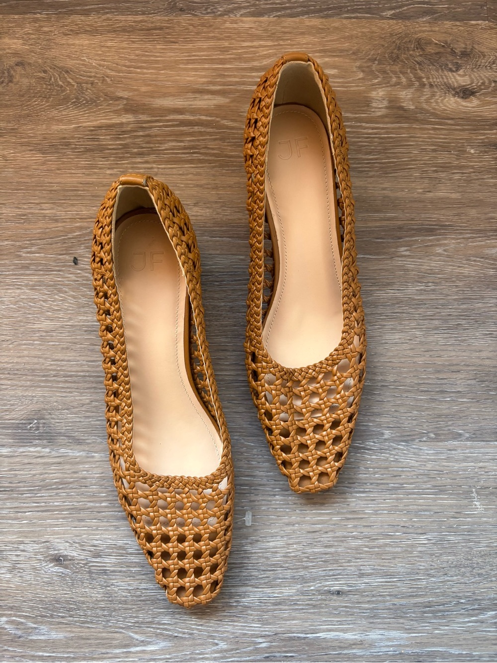JustFab Brown Woven Square Toe Ballet Flats Women’s Size 11